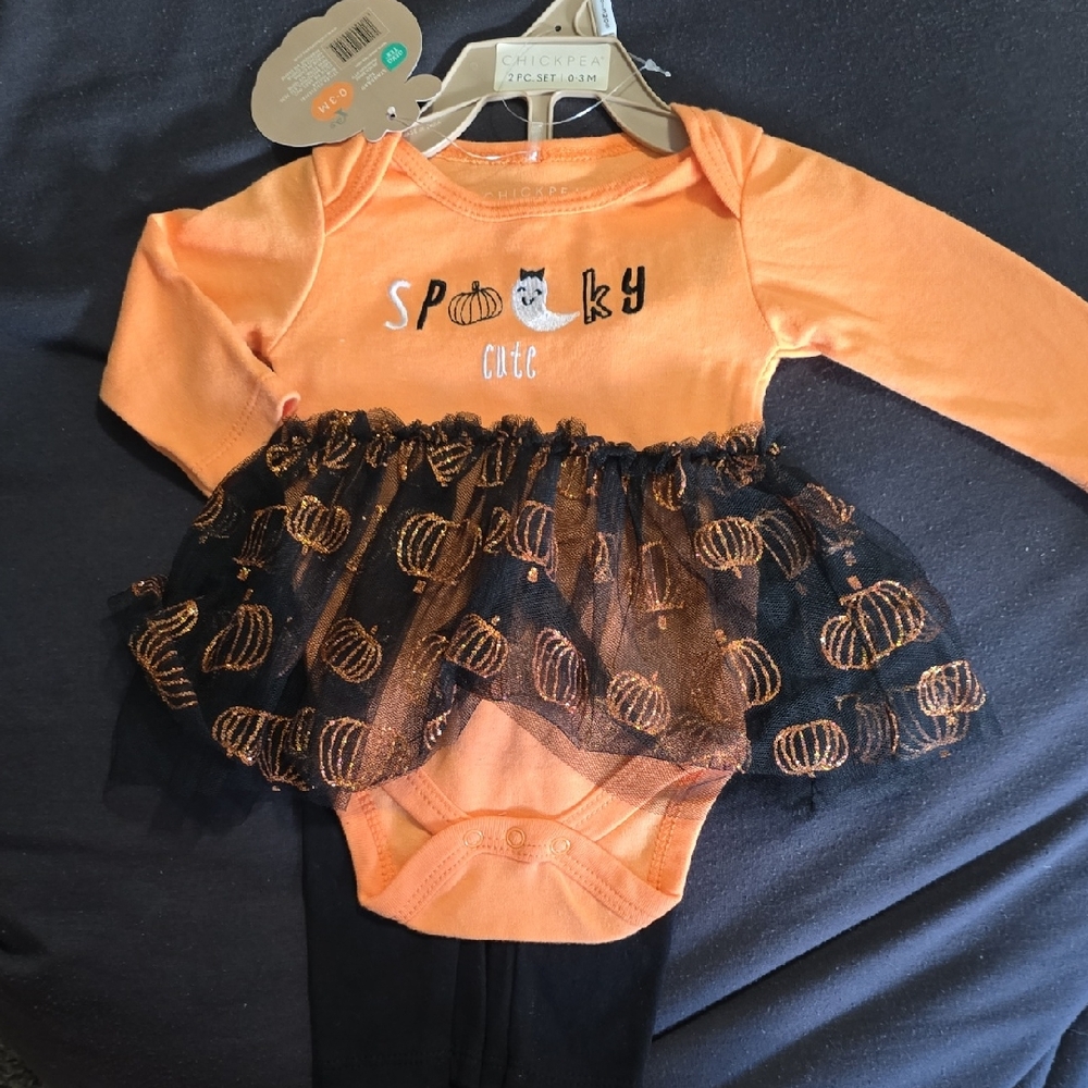 Chick Pea Orange and Black Halloween Costume